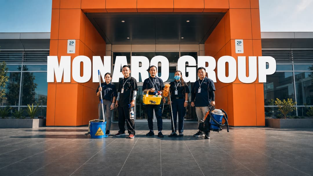 Monaro Group facility services team outside a commercial building