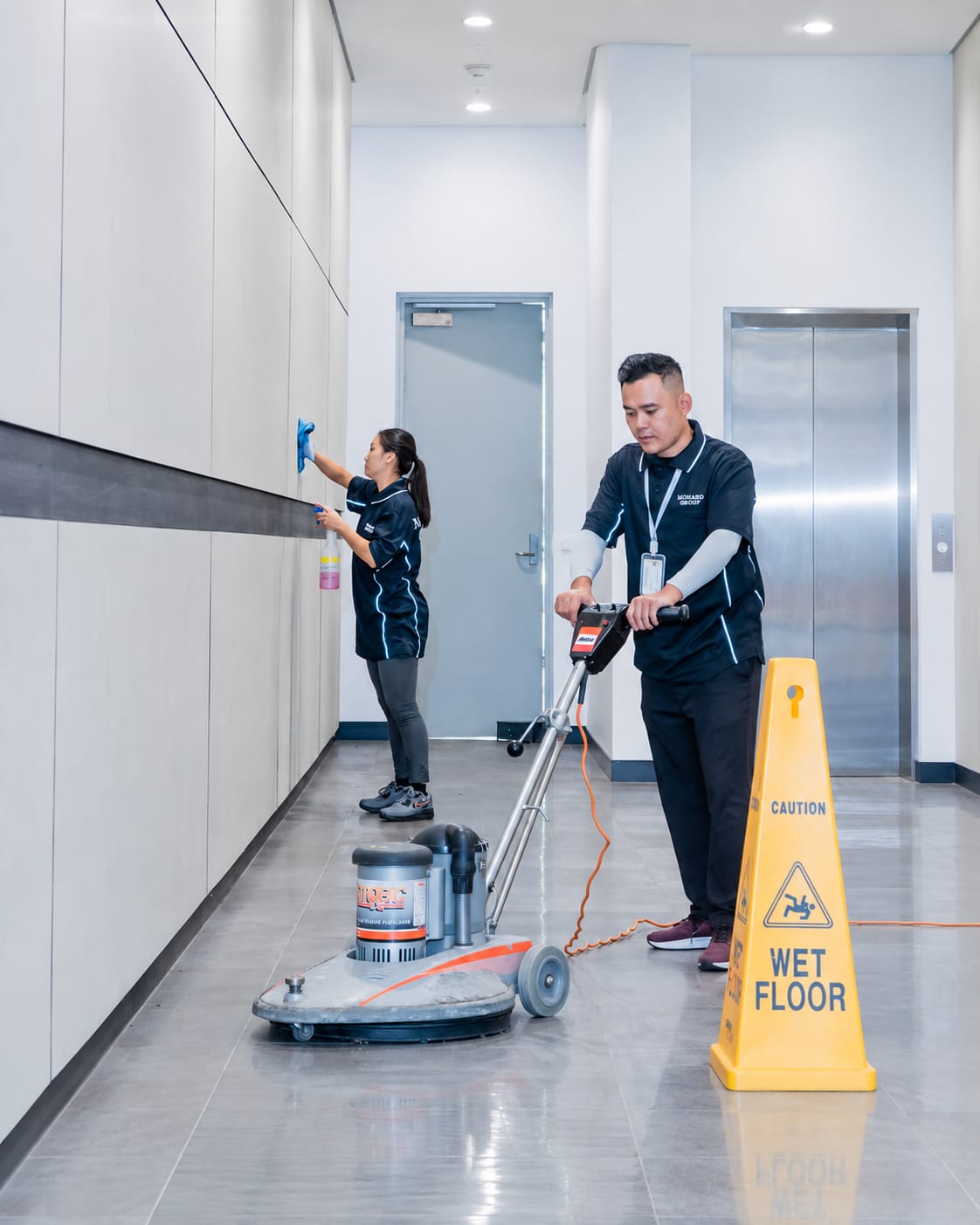 Monaro Group professionals carrying out specialist floor and surface cleaning